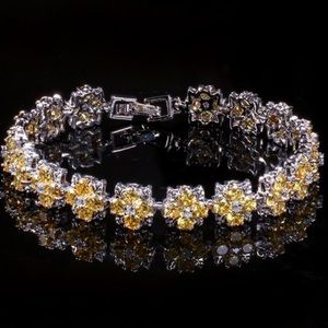 Created garnet 18kt white gold plated Bracelet